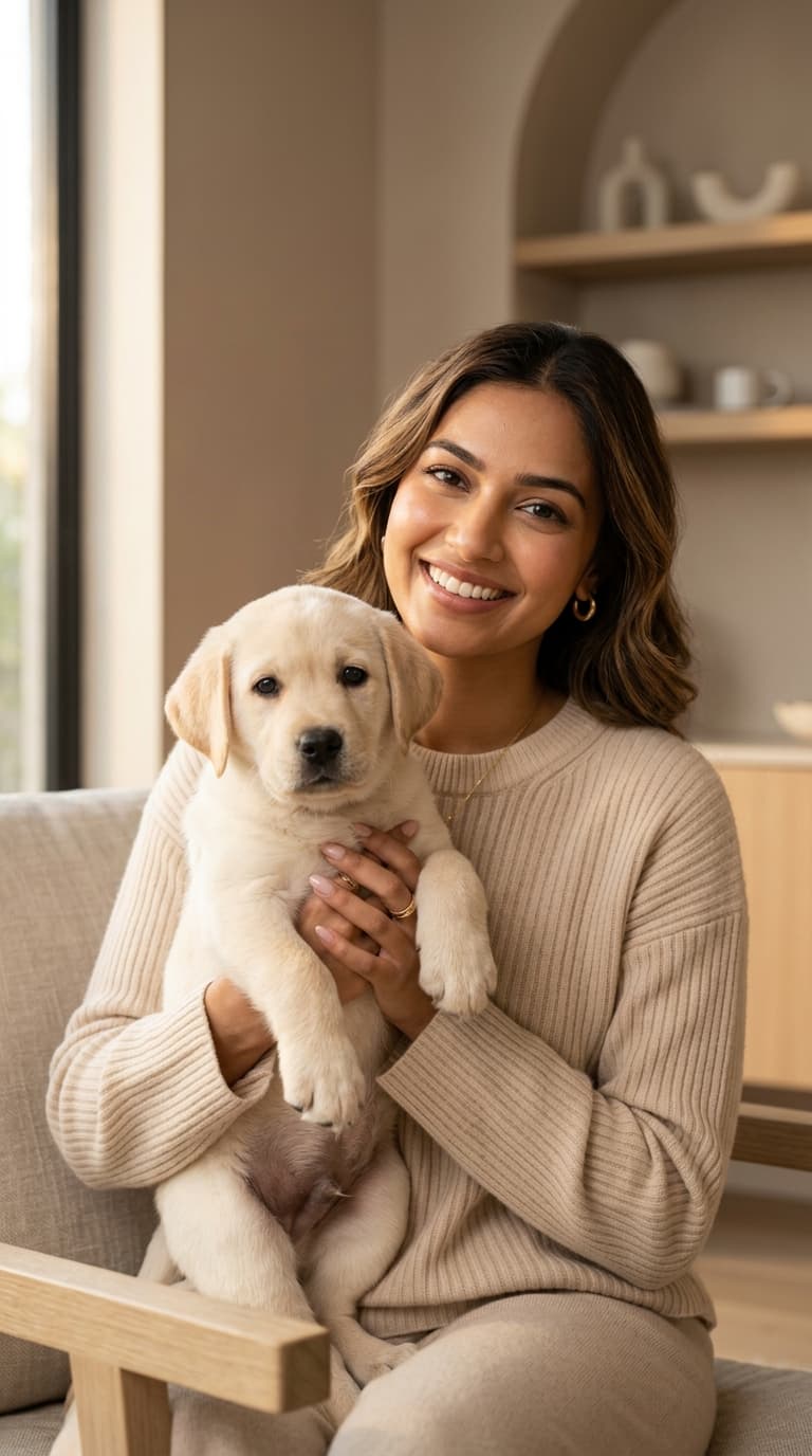 Happy puppy with dog parent